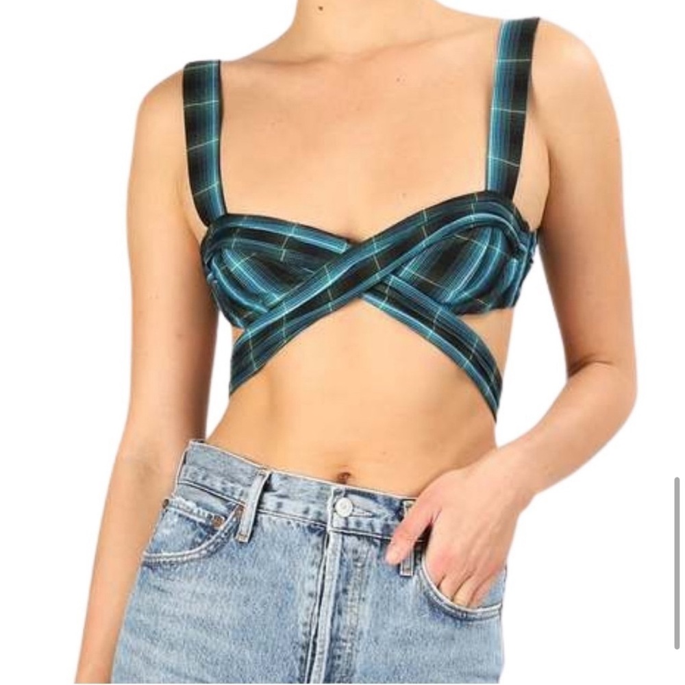 For Love & Lemons Avery Bra Top Green NWT